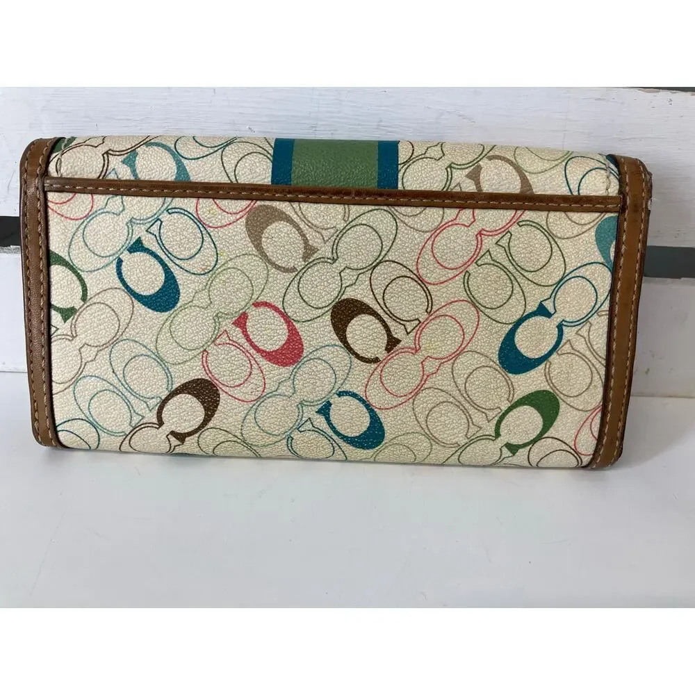 COACH SIGNATURE MULTI COLOR SIGNATURE LEATHER WALLET